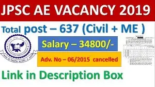JPSC AE VACANCY 2019 For CIVIL & ME Students ll Full Advertisment and syllabus in description box