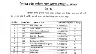 HPSSC Revised Upcoming Exam Schedule 2021  || JOA IT 903 || HP JE Electrical 912 || #hppsc