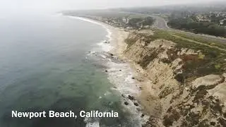 Newport Beach coastline, California, drone aerial