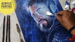 Thor Acrylic Painting | Chris Hemsworth |  Acrylic Painting Portrait | Acrylic Painting Ideas