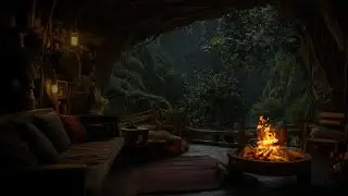 Ad-Free Deep Sleep in a Cozy Cave 🌧️ Soft Rain & Warm Fireplace Ambience to Relax and Unwind 🔥😴