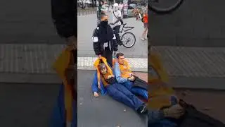 Woman drags Just Stop Oil eco protesters two at a time from the road