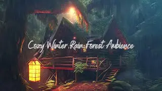 Cozy Winter Rain Forest Ambience - Thunder Sounds, Birds Chirping, Sounds of Rain in Forest