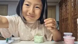 3 kinds of slime mixing with whipped cream