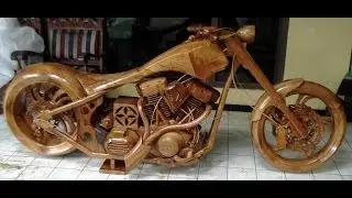 Teak Wood Motor Cycle Replica Actual Size