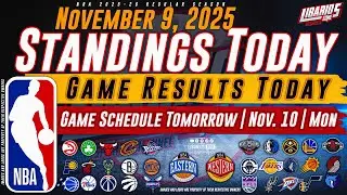 NBA Standings Today as of November 9, 2025 | Game Results Today | Games Tomorrow | Nov. 10 | Monday