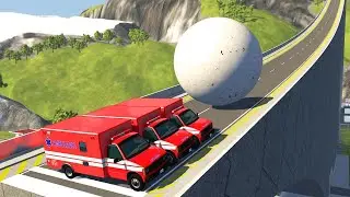 Giant Stone Ball VS Cars - BeamNG Drive