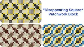 Patchwork Block "Disappearing square." Easy Quilt Blocks of Squares. For Beginners.
