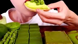 ASMR Green Chocolate Dessert Eating Challenge, 2 x Speed 녹색 초콜릿 디저트 먹기 챌린지, 2배속 @mellawnie  