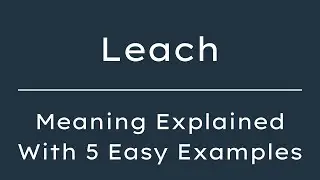 What Does Leach Mean? Leach Meaning in English With 5 Example Sentences