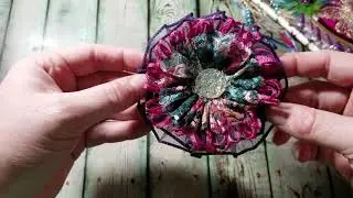 Jewel tone loaded embroidery hoop swap with Natasha - YT channel Mynashka