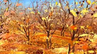 Four groups, romantic, late autumn maple leaves fall, high definition LED stage background