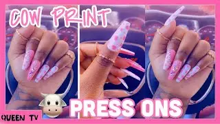 HOW TO make COW PRINT NAIL ART 🐄 | PRESS ON NAILS To sell 💅🏽
