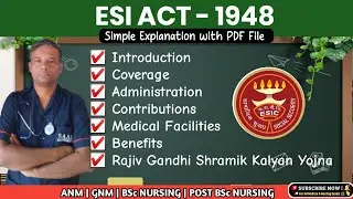 ESI Act 1948 in Hindi 🏥 | Important for Nursing Students & Exams | GNM, ANM, BSc Nursing