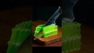 Satisfying NEON Green Honeycomb Jelly vs Crystal knife