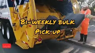 Garbage Collection in Ottawa bi-weekly bulk getting crushed with a rear loading Mcneilus truck EP 7