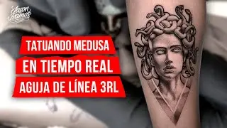 TATUANDO MEDUSA en Tiempo Real // Tatuaje en el Brazo // Aguja de línea 3rl // Black & Grey Tattoo