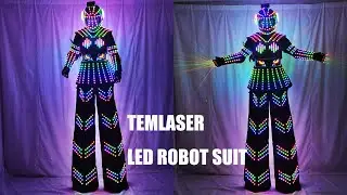 Women's LED Stilt Skirt Robot Suit with Laser Gloves - Kryoman Style Performance Costume