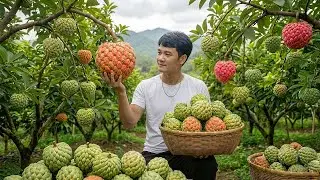 Harvesting 100Kg+ Giant Custard Apples Goes to the Market | Pumpkin Harvest