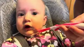 Baby trying food for the first time!