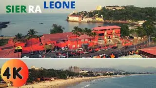 【4K】Flying Over Aberdeen Beach In Sierra Leone [GRAND LEONE CASINO & LEONE SKY BAR] With Music