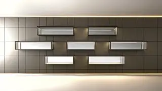 Стеновые панели Rimadesio Modulor  c витринами и подсветкой | Монобрендовый салон Rimadesio в Москве