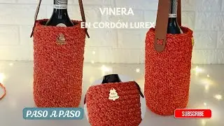 🍷🍾 WOW!! PORTA 🍷 VINO // Puntada Fantasía  super fácil y rápida // Crochet // Cuero Vegano y cordón 