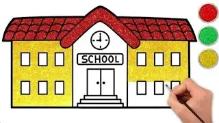 Beautiful School Drawing Painting And Colouring For Kids And Toddler | How To Draw School #Forkids
