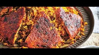 Cómo hacer arroz  crujiente con carne molida y habichuelas Receta Persa Loobia polow y tahdig