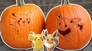 EASY PIKACHU & EEVEE PUMPKINS! 🎃(Pokemon Halloween DIY)