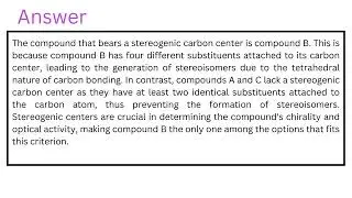 (2.0score) Which of the following compounds bears a stereogenic carbon center?