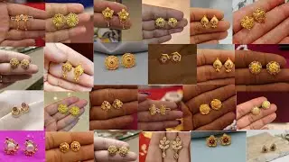 Latest Stud  Gold Earrings Designs 2025 | Lightweight 22K Gold Earrings With Price |