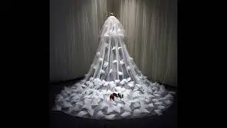 WV352 3D Floral Blusher Cathedral Bridal Veil Shop Online #weddingveil #bridalveil #veil #veils