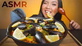 ASMR SPANISH SEAFOOD PAELLA MUKBANG 먹방 (Whispering) Squishy, Scrapping, Soft Eating Sounds
