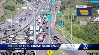 Multiple vehicle crash causing traffic delays on Interstate 80