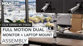 Full Motion Dual Monitor + Laptop Mount | MI-75826 (Assembly)