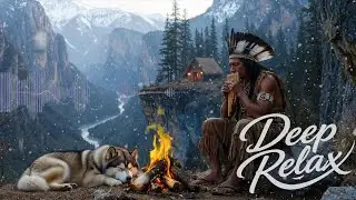 Deep Relaxation Music with Pan Flute & Ambient Sounds | Peaceful Snowy Mountains for Stress Relief