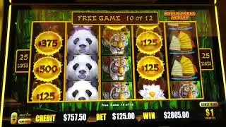 Dragon Link Panda Magic - Bonus Round. 2 Retriggers! Handpay Jackpot! $125 spins, $1 Denom.