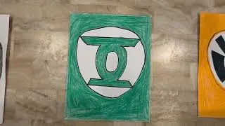 My Black Lantern, Green Lantern, Orange Lantern and Red Lantern logo drawings.