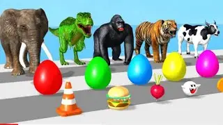 GIANT SURPRISE Egg Challenge with Elephant Mammoth Gorilla Cow Hippo Max Level Run Animal Game