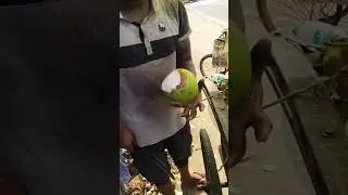 #viral pink colour coconut cutting skill