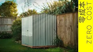 零成本地基底座铁皮花园工具房。   Zero cost foundation basis for garden toolshed.