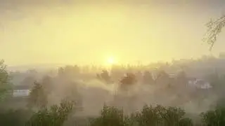 Misty Sunrise in an English Countryside Relaxing ambiance