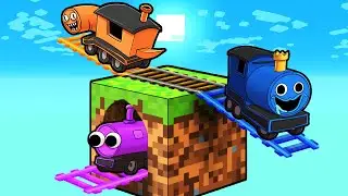 Rainbow Train ONE BLOCK Skyblock! (Minecraft)
