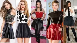 Beautiful party wear leather mini skater skirts designs#designer leather mini skater skirts