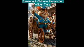 wild animal steampunk oldtimer race #crazy #race #oldtimer #cartoon #tiere #funny #racoons #fox