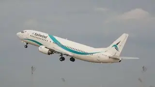 Tailwind Airlines Boeing 737-4Q8 TC-TLA departure at Munich Airport M&uuml;nchen Flughafen