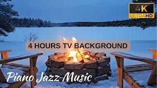 Cozy Fire Pit by a Snowy Lake &ndash; Peaceful Winter Background Ambience