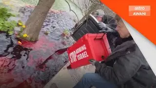Aktivis ditahan tuang cat merah di hadapan kedutaan AS di London