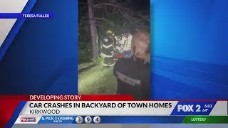 Car crashes, lands in backyard of Kirkwood Townhomes